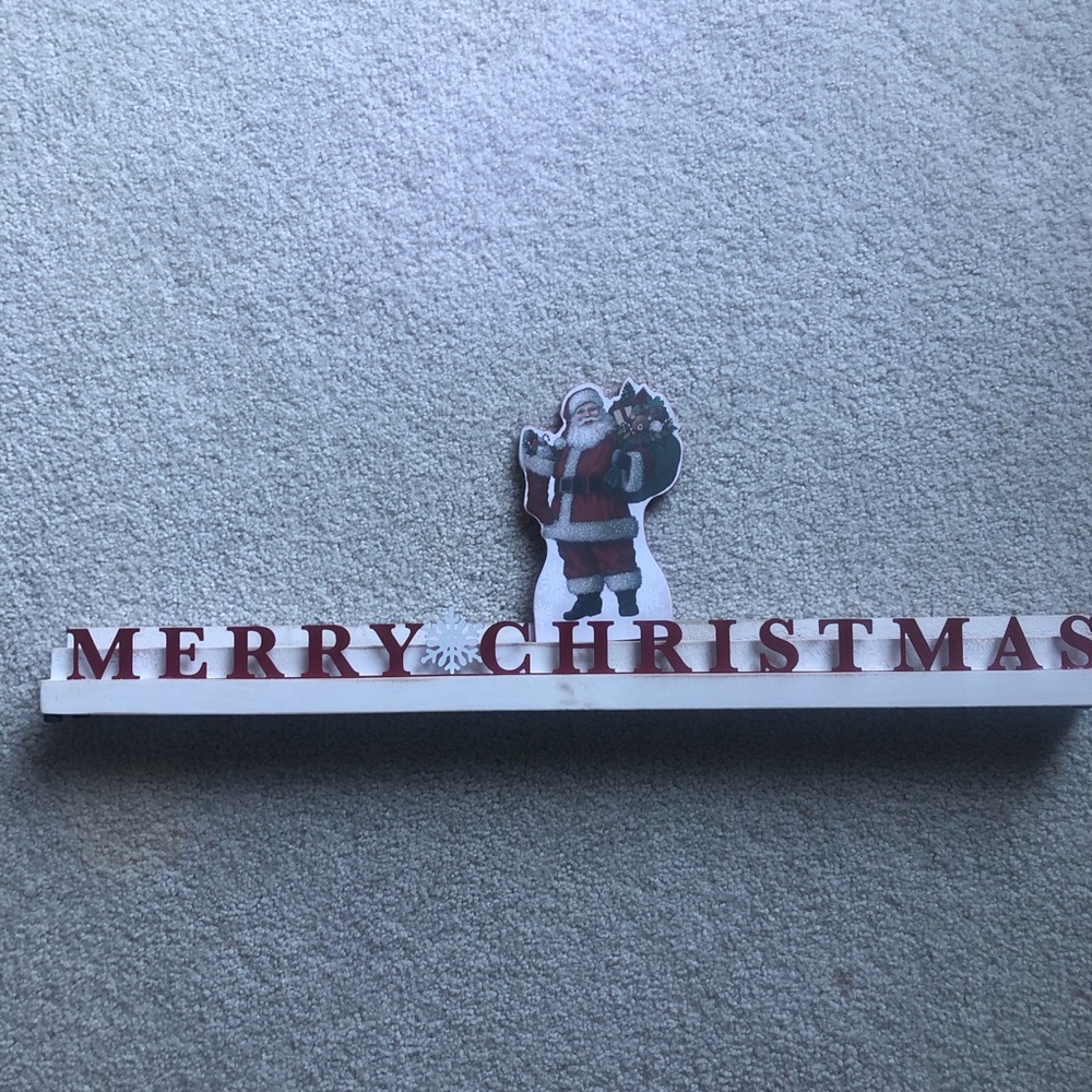 Merry Christmas Sign with moveable Santa Claus